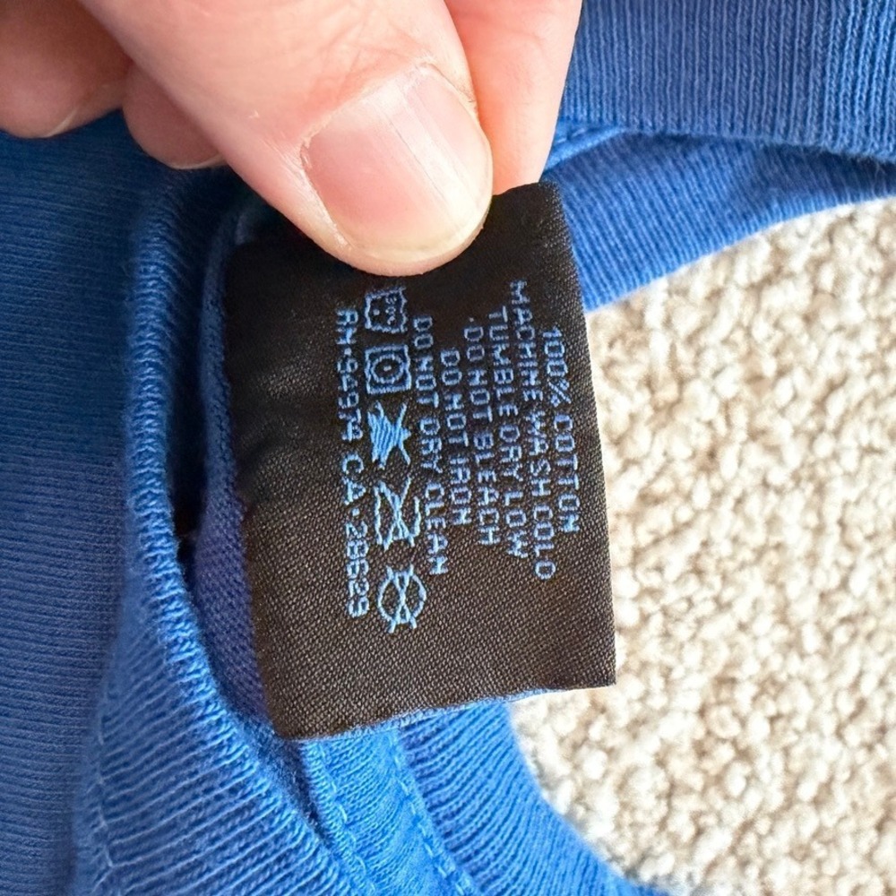 Stussy‎ Solid Long Sleeve Tshirt Mens S Blue Crewneck Plain Streetwear Blank - Picture 4 of 5